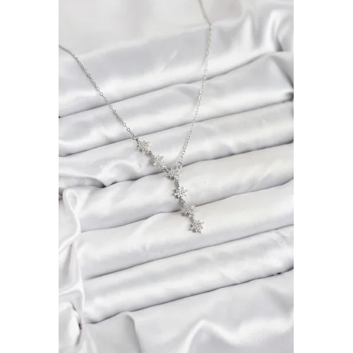 Mey İthalat® 316L Çelik Zincir Gümüş Renk Kutup Yıldızı Model Kadın Kolye