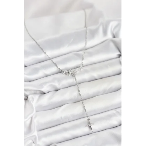 Mey İthalat® 316L Çelik Zincir Gümüş Renk Yıldız Model Y Kadın Kolye