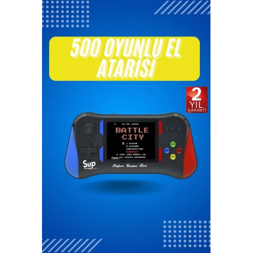 Mey İthalat® 3.5 İnç 500 Klasik Retro Oyun Yüklü Kollu Oyun Konsolu