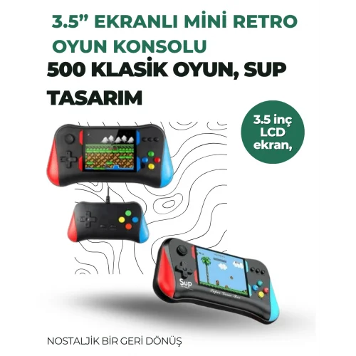 Mey İthalat® 3.5 İnç Ekranlı Klasik Oyun Konsolu – 500 Dahili Oyun