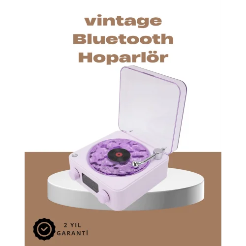 Mey İthalat® 360° Sesli Kablosuz Hoparlör – Retro Tasarım ve Projektör Işığı