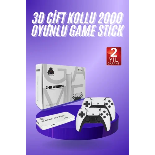 Mey İthalat® 3D 4K HD 2.4G Game Stick 4K Ultra Hd Oyun Konsolu Çift Kollu