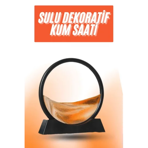 Mey İthalat® 3D LED Işıklı Kum Saati Gece Lambası Hareketli Sulu Kum Saati Orta Boy