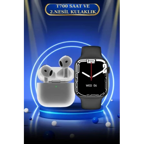 Mey İthalat® 3.Nesil TWS Bluetooth Kulaklık ve Dokunmatik Ekran Akıllı Saat Sesli Görüşme