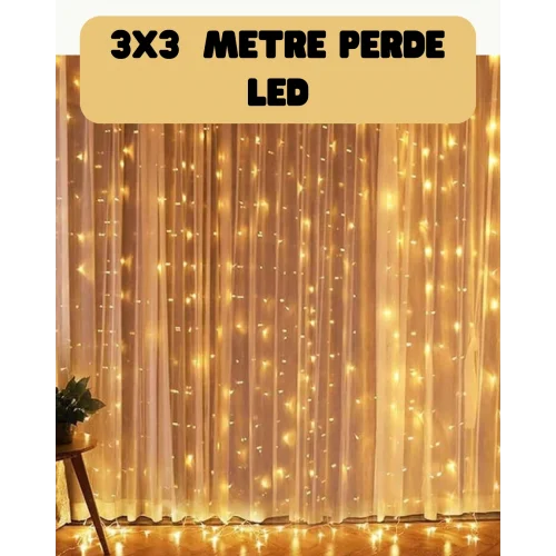 Mey İthalat® 3x3 Metre Perde LED Işık Sıcak  Şelale Tasarım Dekoratif Aydınlatma
