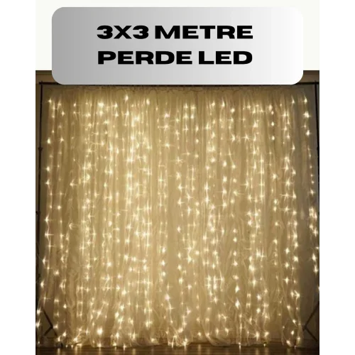 Mey İthalat® 3x3 Perde LED Işık Şelale Model Özel Gün Dekoratif Aydınlatma