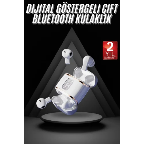 Mey İthalat® 4 Adet Çift Kulaklık Dijital Göstergeli Yüksek Ses Kaliteli Bluetooth Kulaklık