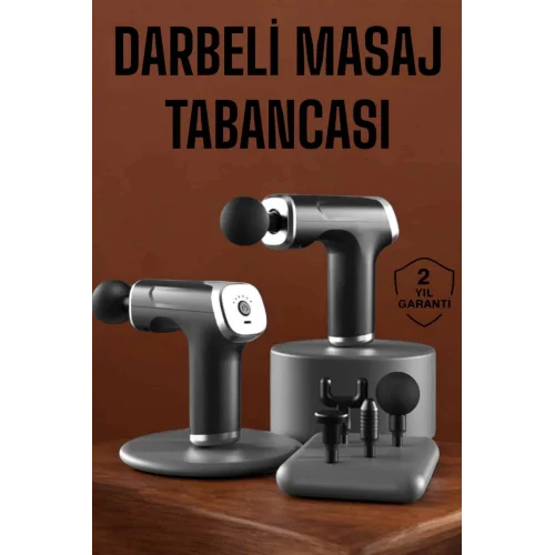 Mey İthalat® 4 Başlıklı Darbeli Şarjlı Masaj Aleti Tabancası Kablosuz
