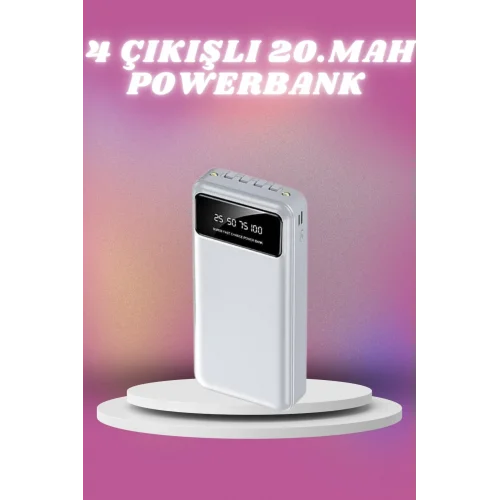 Mey İthalat® 4 Çıkışlı 20.000 MAH Powerbank Taşınabilir Çoklu Giriş