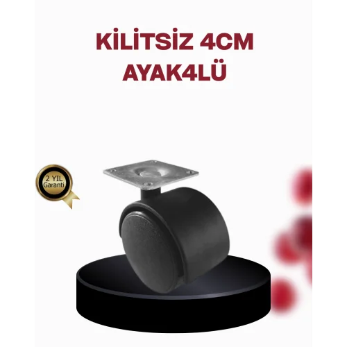 Mey İthalat® 4 cm Döner Ayak Kilitsiz 4 Adet Mobilya ve Sehpa Ayağı