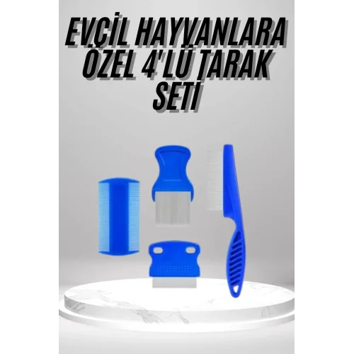 Mey İthalat® 4lü Bit Evcil Hayvan Tarak Seti Kedi Köpek Bit Tarak Seti Pire Tarağı