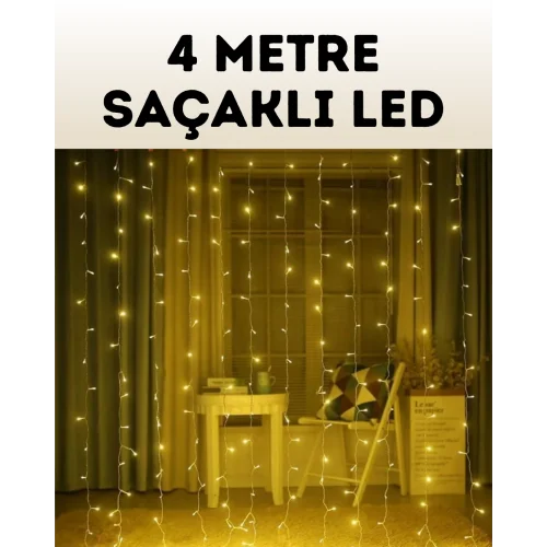 Mey İthalat® 4 Metre Şelale Perde Led Işık Dış Mekan İç Mekan Uyumlu
