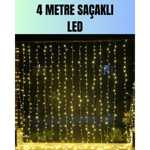 Mey İthalat® 4 Metre Yılbaşı Şelale Led Perde Işık Ev Bahçe Dekor