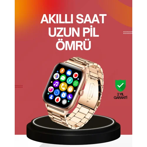 Mey İthalat® 41 mm Kavisli Kasa Akıllı Saat IOS ve Android Uyumlu