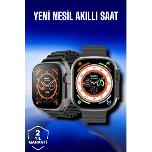 Mey İthalat® 45 MM Gri Kasa Ultra Akıllı Saat Sesli Görüşme, Sağlık Takibi, Suya Dayanıklı