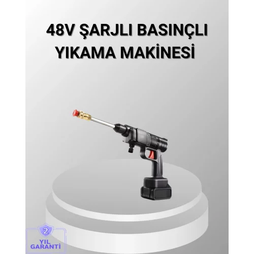Mey İthalat® 48V Kablosuz Yıkama Makinesi – 2 Pil, Köpük Tankı ve Ayarlanabilir