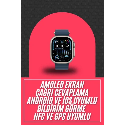 Mey İthalat® 49mm Akıllı Saat Amoled Ekranlı Kadın Erkek Kol Saati Plastik Kordon