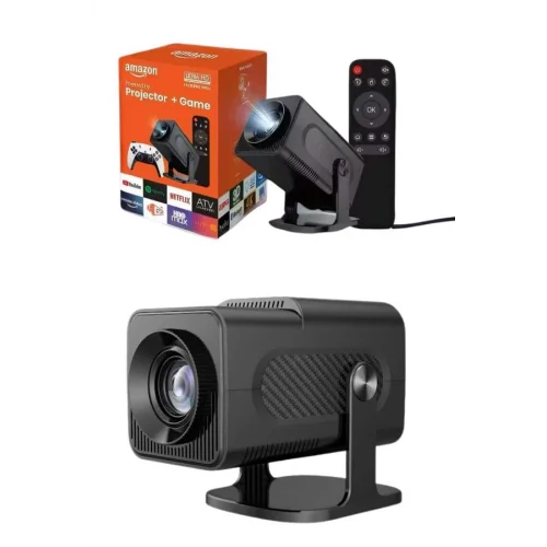 Mey İthalat® 4K Android Smart Wi-fi Çift Kollu Projeksiyon Game Box Kumandalı Taşınabilir