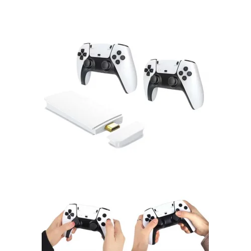Mey İthalat® 4K HD Görüntü Kaliteli Retro Game Stick 20000 Oyunlu Çift Kollu Beyaz Game Stick