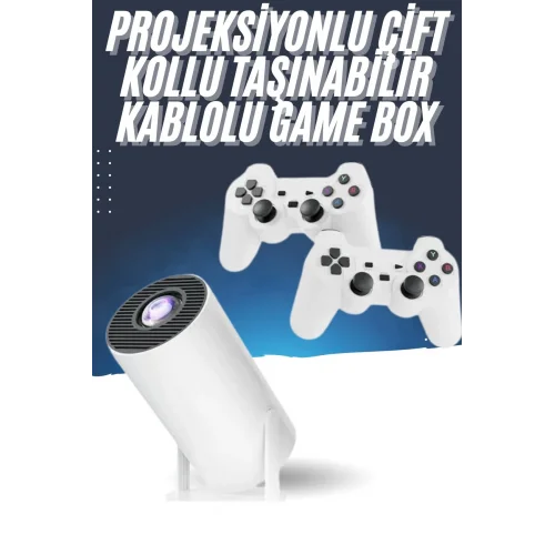 Mey İthalat® 4K Wireless Çift Kollu Kumandalı Oyun Projeksiyonu Retro Video Oyunu