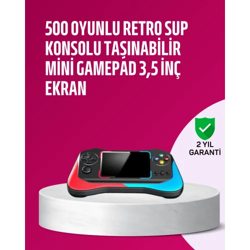 Mey İthalat® 500 Oyunlu 3,5” Elde Taşınabilir Mini Oyun Konsolu – Şarjlı, TV Bağlantılı