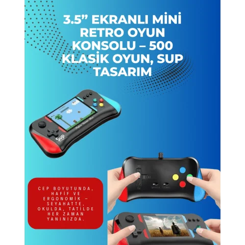 Mey İthalat® 500 Retro Oyunlu Taşınabilir El Konsolu – X7M Modeli