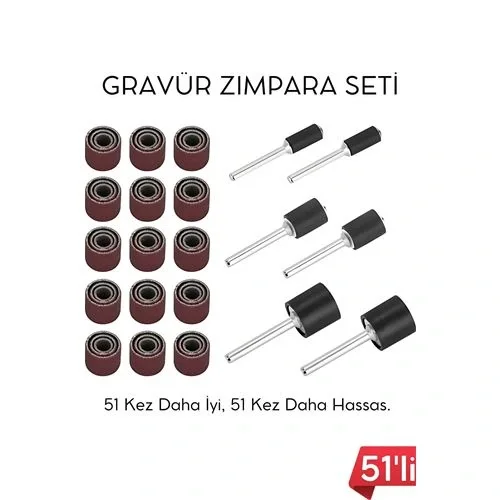 Mey İthalat® 51li Mini Zımpara Gravür Seti Dremel Ucu: Profesyonel Taşlama, Parlatma ve Şekillendirme Aleti