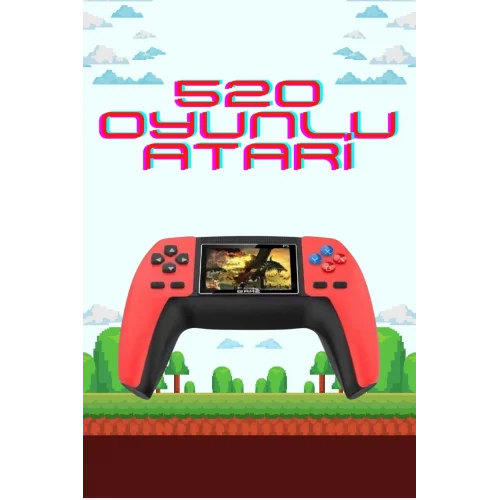 Mey İthalat® 520 Retro Oyunlu El Konsolu Atari Oyun Konsolu Taşınabilir