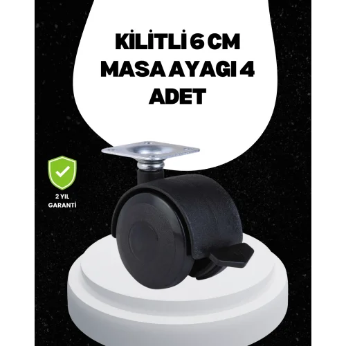 Mey İthalat® 6 cm Kilitli Tekerlek Ayak 4 Adet Sehpa ve Ekipman Uyumlu