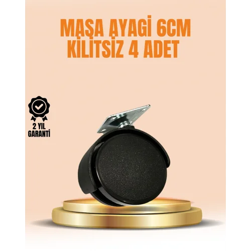 Mey İthalat® 6 cm Kilitsiz Masa Ayağı Tekerleği 4’lü Set Çok Amaçlı