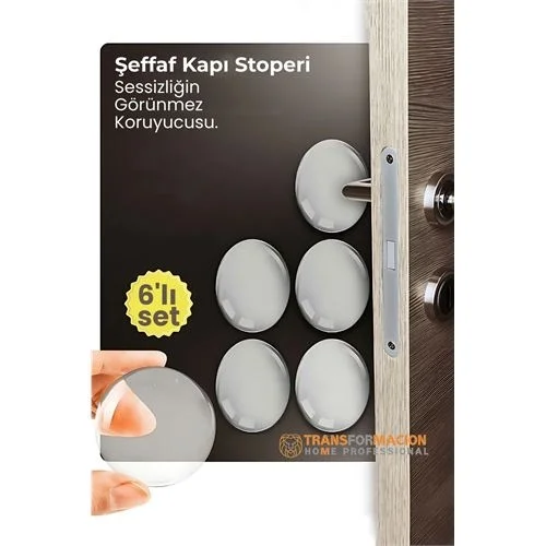 Mey İthalat® 6lı Kristal Koruma  Şeffaf Kapı Stoperi Tampon Seti | Duvar & Mobilya Çarpma Önleyici