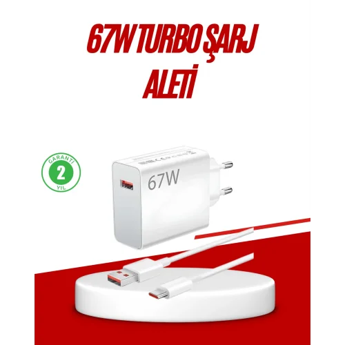 Mey İthalat® 67 Watt Type C Hızlı Şarj Cihazı Huawei P30 P40 Mate 20 Pro Uyumlu