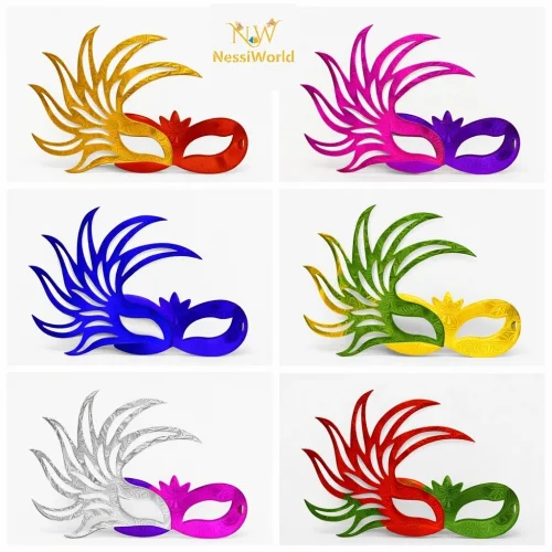 Mey İthalat® 6’lı Çift Renkli Venedik Karton Parti Maskesi Seti