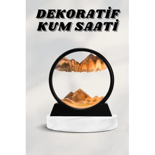 Mey İthalat® 7 Inç Mavi Orta Boy Dekoratif Yuvarlak Şık Kum Tablosu Modern Dekoratif Süs