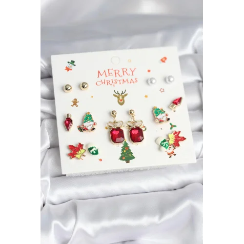 Mey İthalat® 8 Çift Yılbaşı Temalı Kadın Küpe