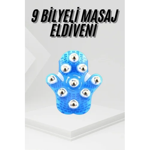 Mey İthalat® 9 Bilyeli Masaj Eldiveni Tüm Vücut Masajına Uygun Kafa Masaj Aleti