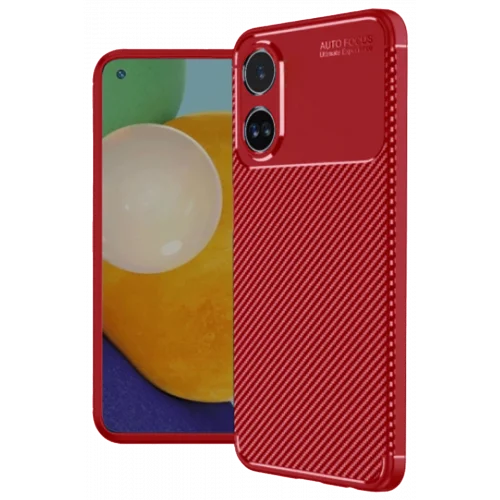 Mey İthalat®   A38 Kılıf Auto Focus Karbon Kapak - Kırmızı