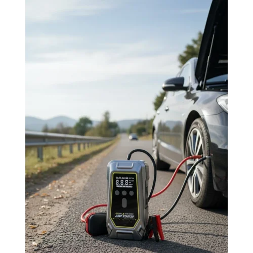 Mey İthalat® Acil Durum LED Işıklı Akü Takviye ve Hava Kompresörü