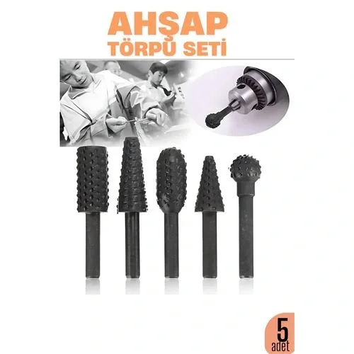 Mey İthalat® Ahşap Oyma Törpü Seti –5li Matkap Ucuna Şekillendirme Takımı
