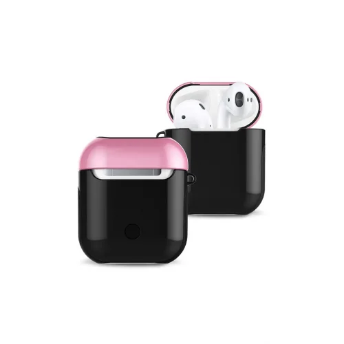 Mey İthalat®  Airpods 2 (2.nesil) 3in1 Kılıf - Siyah-Pembe
