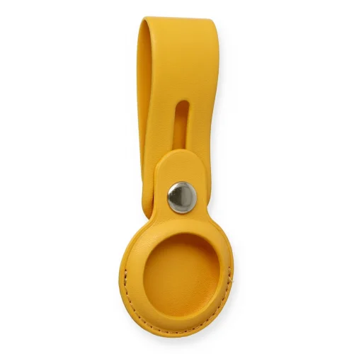 Mey İthalat®  Airtag Askılı Deri Kılıf - Sarı