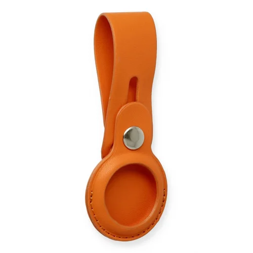 Mey İthalat®  Airtag Askılı Deri Kılıf - Turuncu