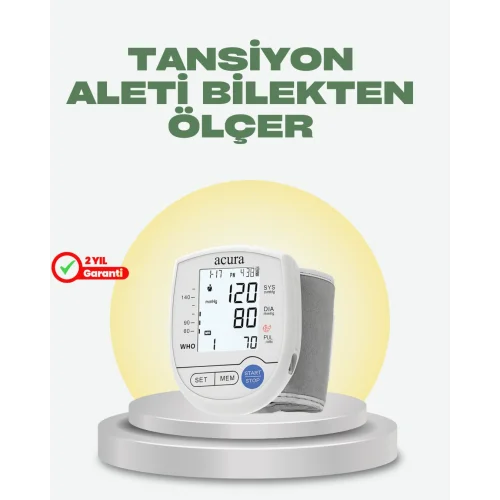 Mey İthalat® Akıllı Bilek Tansiyon Aleti Hem Şarjlı Hem Pilli Kolay Ölçüm