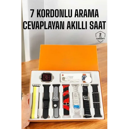 Mey İthalat® Akıllı Saat 7 Kordonlu Bildirim Görebilen Metal Kordon GPS Özelliği