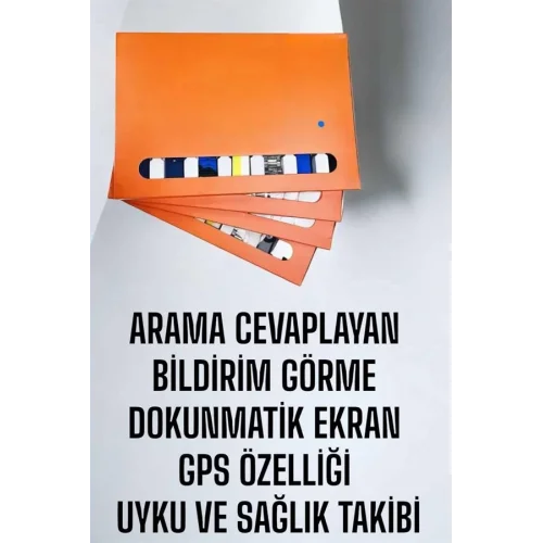 Mey İthalat® Akıllı Saat 7 Kordonlu Bildirim Görebilen Metal Kordon GPS Özelliği