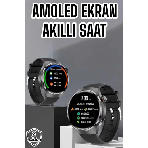 Mey İthalat® Akıllı Saat Bluetooth Bağlantılı Amoled Ekran Uyku ve Sağlık Takibi