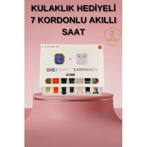 Mey İthalat® Akıllı Saat Bluetooth Kulaklık Hediyeli Bildirim Görme Sesli Görüşme Çoklu Kordon