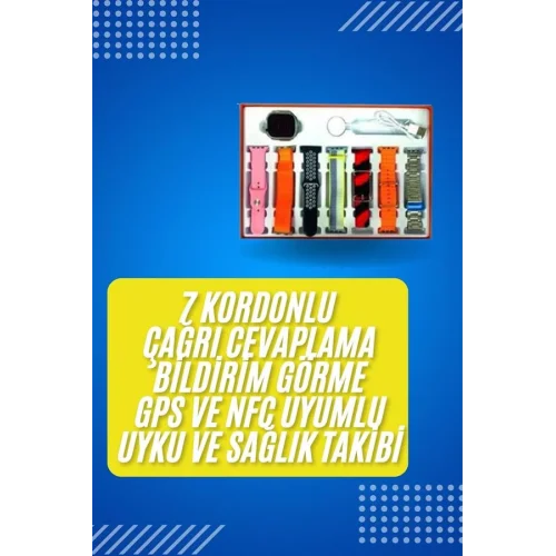 Mey İthalat® Akıllı Saat Çağrı Cevaplayabilen Unısex 7 Kordonlu Müzik Dinleme