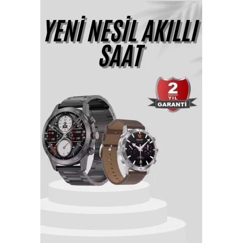 Mey İthalat® Akıllı Saat Çelik Kordon Çağrı Cevaplama Amoled Ekran Titreşimli Uyku ve Sağlık Takibi