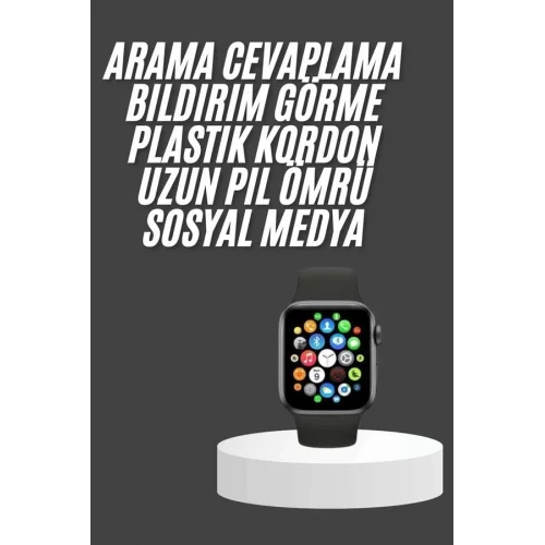 Mey İthalat® Akıllı Saat Çok Fonksiyonlu Uyku Takibi Adımsayar Nabız Ölçer Arama Cevaplayan